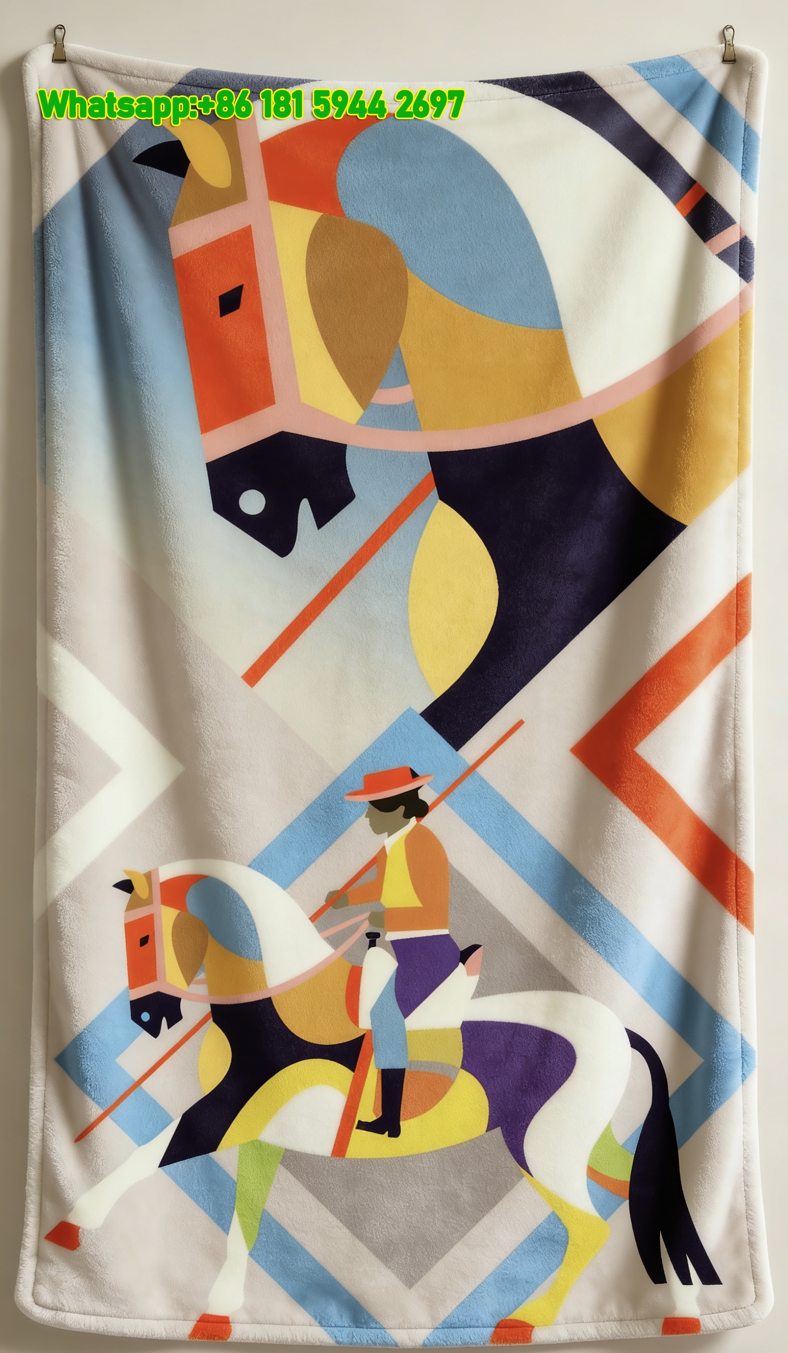 Hermes Geometric Equestrian Flannel Throw Blanket IMG_5316
